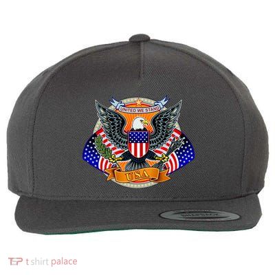 United We Stand USA Eagle Crest Wool Snapback Cap