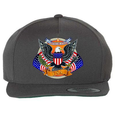 United We Stand USA Eagle Crest Wool Snapback Cap