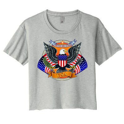 United We Stand USA Eagle Crest Women's Crop Top Tee