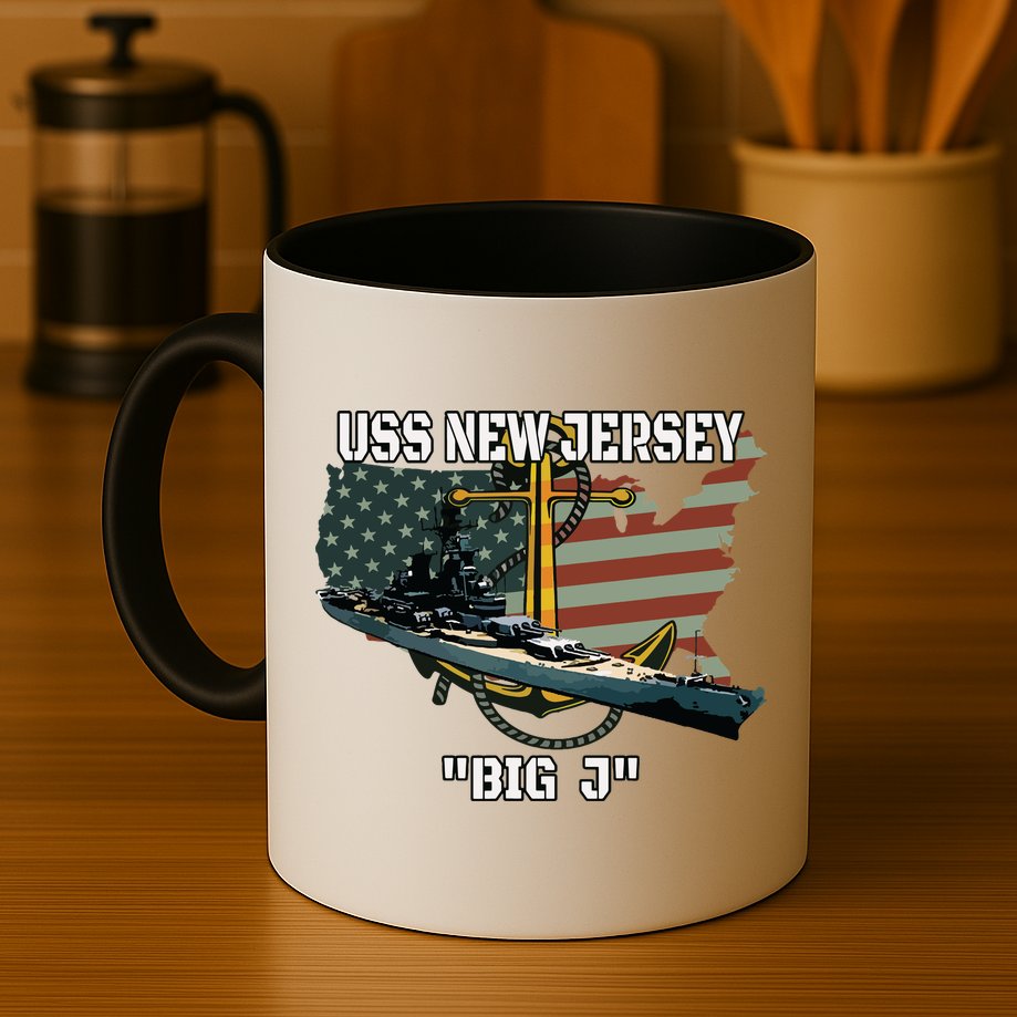 Uss New Jersey Bb62 Battleship Veterans Day Warship Father Mug