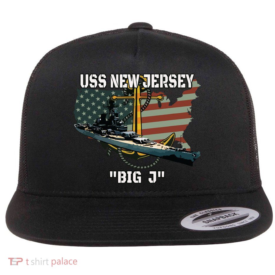 Uss New Jersey Bb62 Battleship Veterans Day Warship Father Flat Bill Trucker Hat
