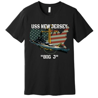 Uss New Jersey Bb62 Battleship Veterans Day Warship Father Premium T-Shirt