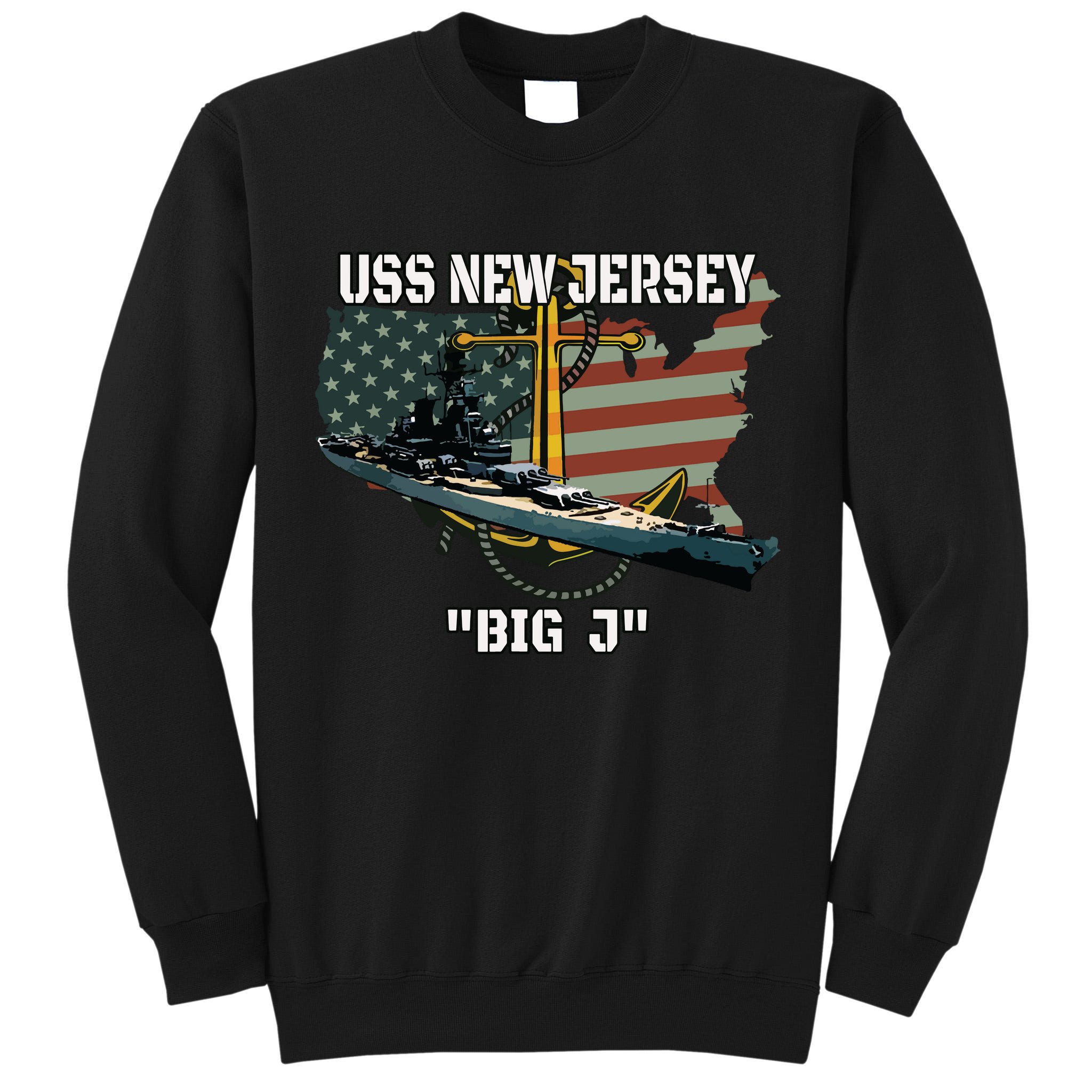 Uss New Jersey Bb62 Battleship Veterans Day Warship Father Tall Sweatshirt