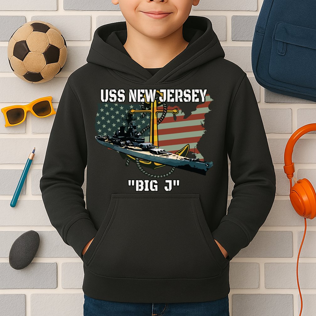 Uss New Jersey Bb62 Battleship Veterans Day Warship Father Kids Hoodie