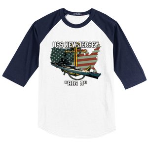 Uss New Jersey Bb62 Battleship Veterans Day Warship Father Baseball Sleeve Shirt