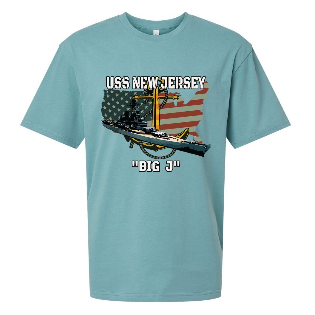 Uss New Jersey Bb62 Battleship Veterans Day Warship Father Sueded Cloud Jersey T-Shirt