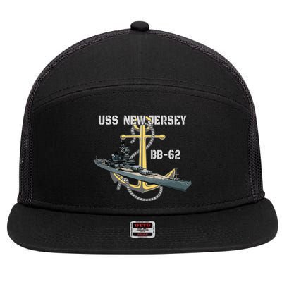 Uss New Jersey Bb62 Battleship Ww2 American Warship Veteran 7 Panel Mesh Trucker Snapback Hat