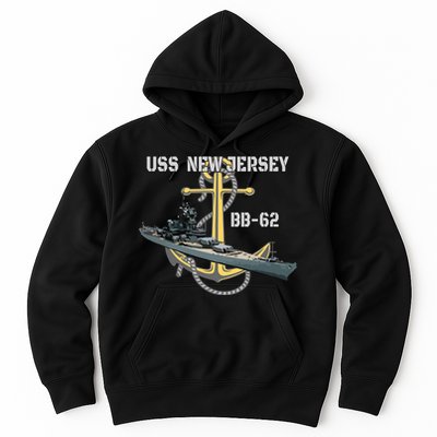 Uss New Jersey Bb62 Battleship Ww2 American Warship Veteran Hoodie