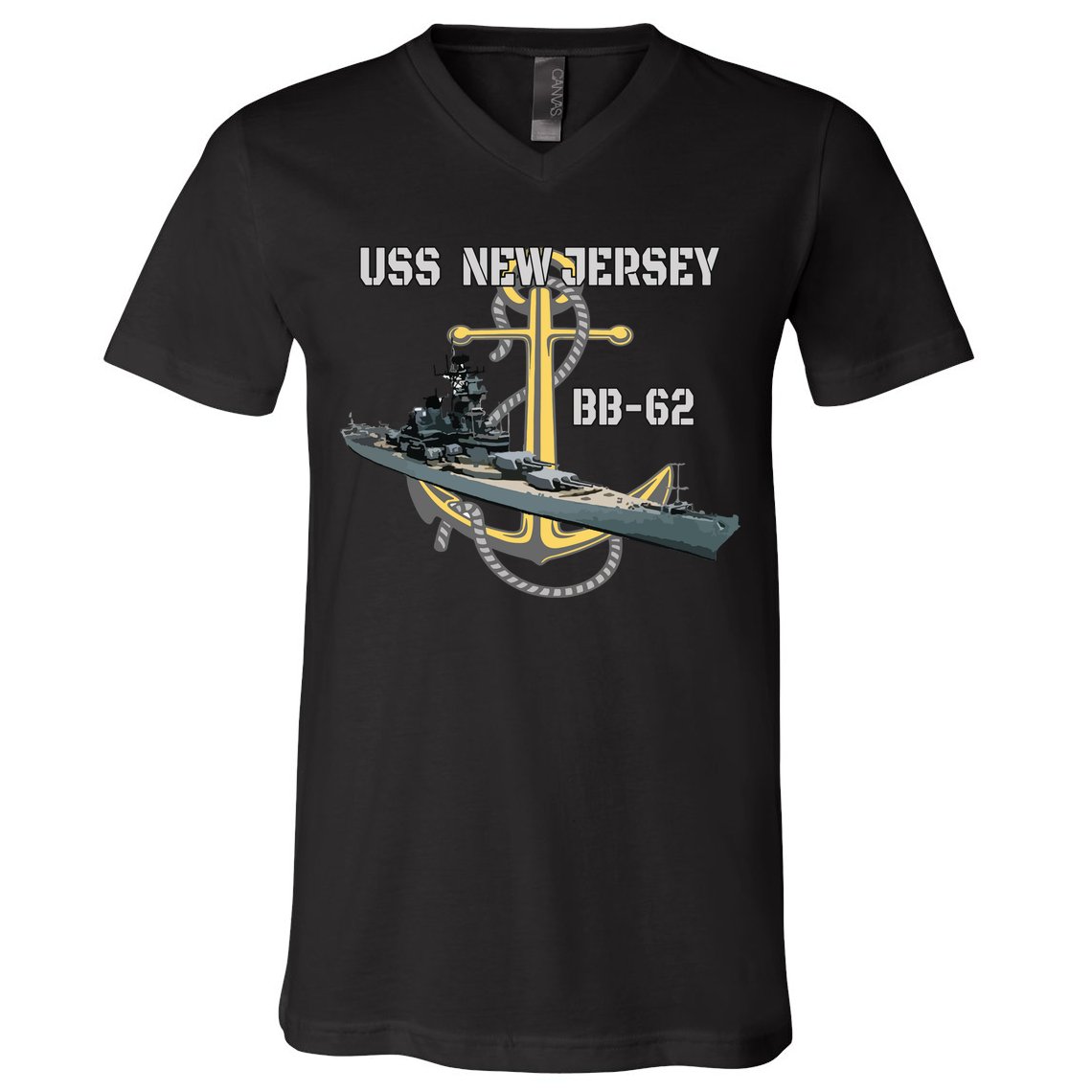 Uss New Jersey Bb62 Battleship Ww2 American Warship Veteran V-Neck T-Shirt