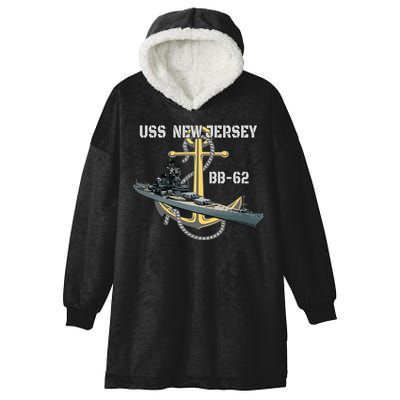 Uss New Jersey Bb62 Battleship Ww2 American Warship Veteran Hooded Wearable Blanket