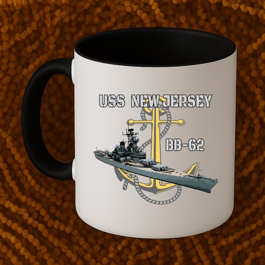 Uss New Jersey Bb62 Battleship Ww2 American Warship Veteran Mug