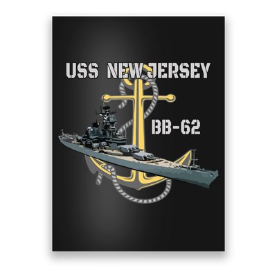 Uss New Jersey Bb62 Battleship Ww2 American Warship Veteran Poster