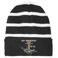 Uss New Jersey Bb62 Battleship Ww2 American Warship Veteran Striped Beanie with Solid Band