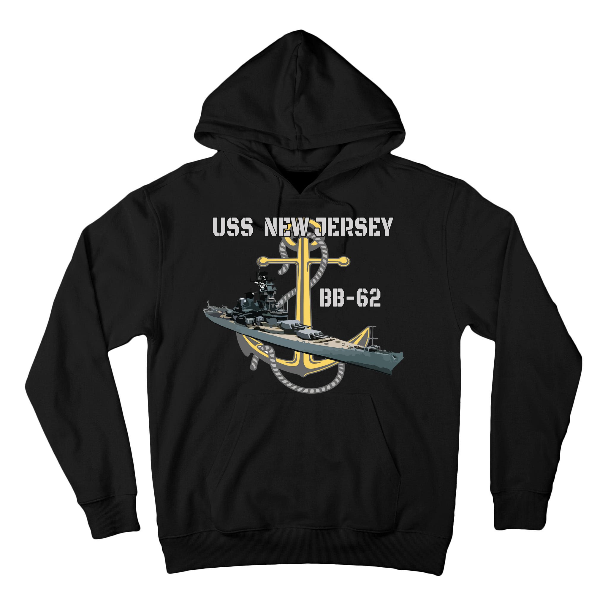 Uss New Jersey Bb62 Battleship Ww2 American Warship Veteran Tall Hoodie