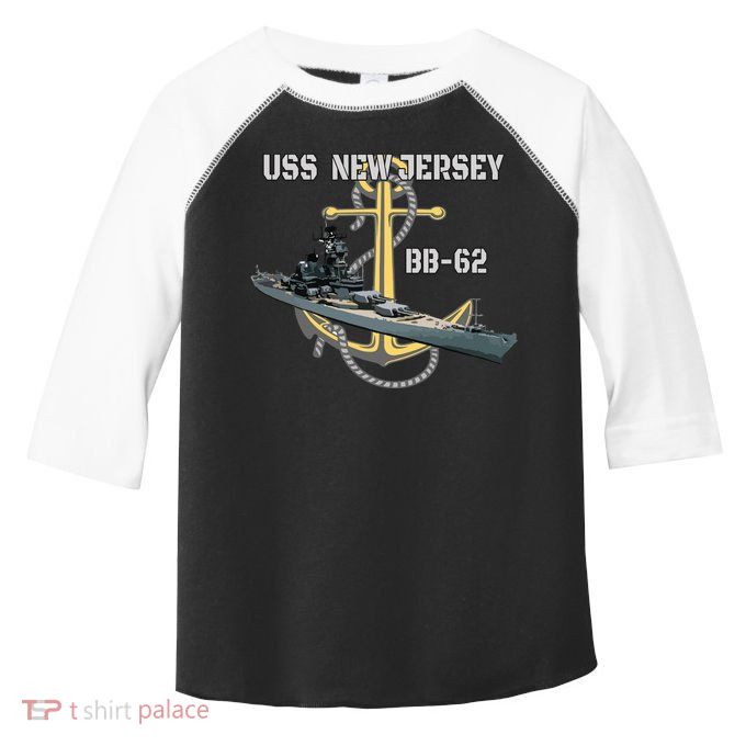 Uss New Jersey Bb62 Battleship Ww2 American Warship Veteran Toddler Fine Jersey T-Shirt