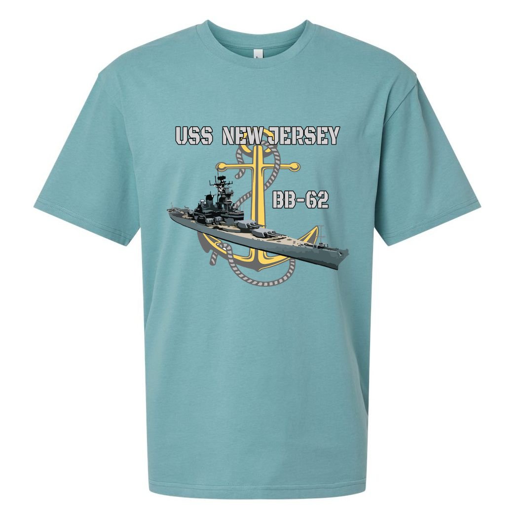 Uss New Jersey Bb62 Battleship Ww2 American Warship Veteran Sueded Cloud Jersey T-Shirt