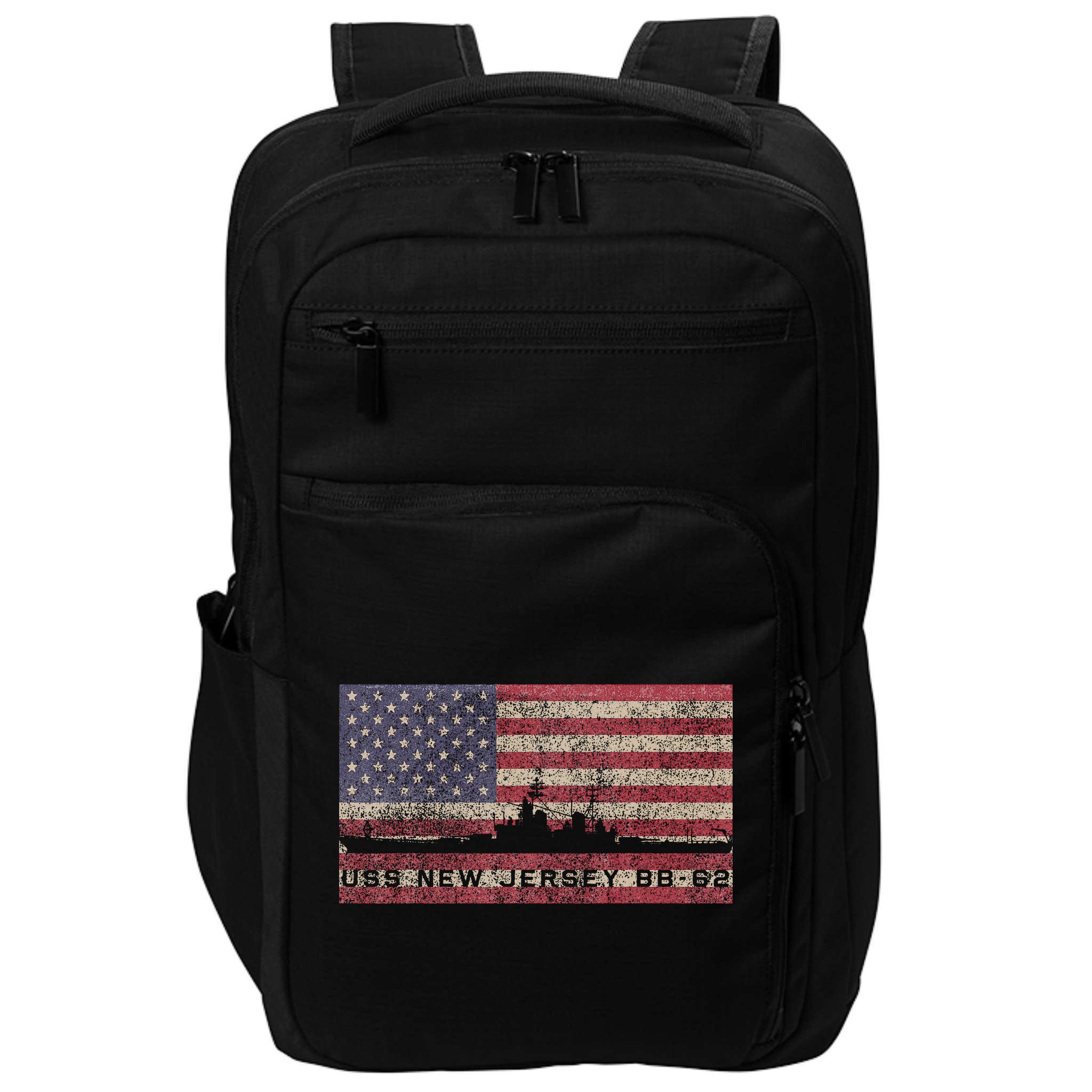 Uss New Jersey Bb62 Ww2 Battleship Usa American Flag Impact Tech Backpack