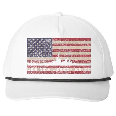 Uss New Jersey Bb62 Ww2 Battleship Usa American Flag Snapback Five-Panel Rope Hat