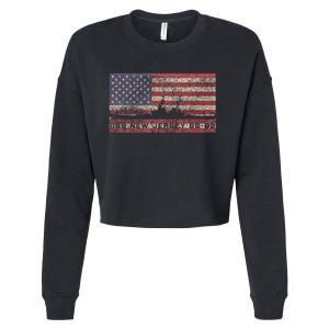 Uss New Jersey Bb62 Ww2 Battleship Usa American Flag Cropped Pullover Crew