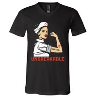 Unbreakable Nurse Life LPN RN Funny Nursing Gift Mothers Day V-Neck T-Shirt