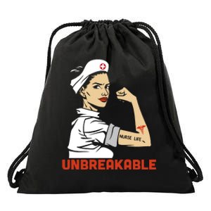 Unbreakable Nurse Life LPN RN Funny Nursing Gift Mothers Day Drawstring Bag