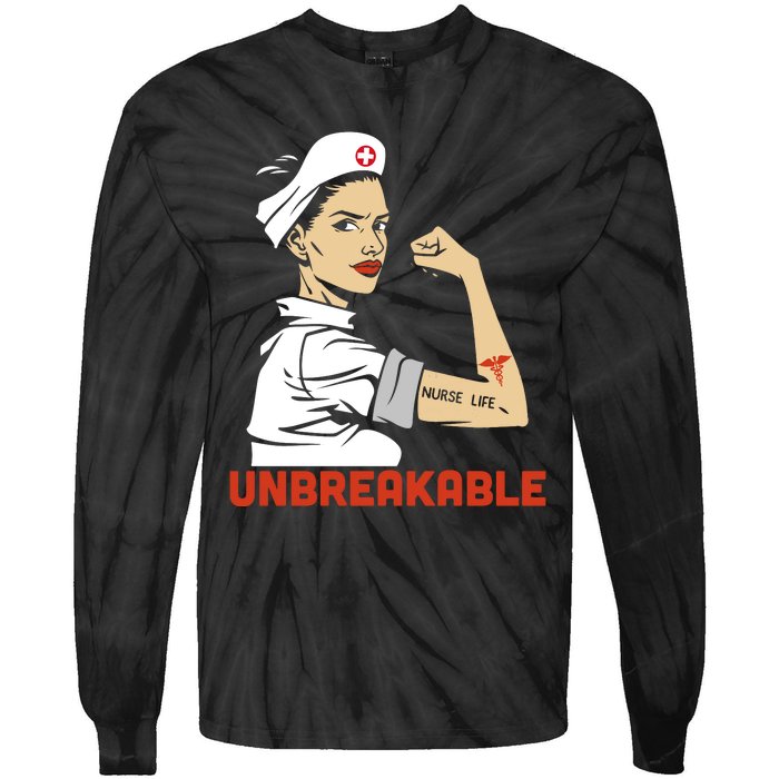 Unbreakable Nurse Life LPN RN Funny Nursing Gift Mothers Day Tie-Dye Long Sleeve Shirt