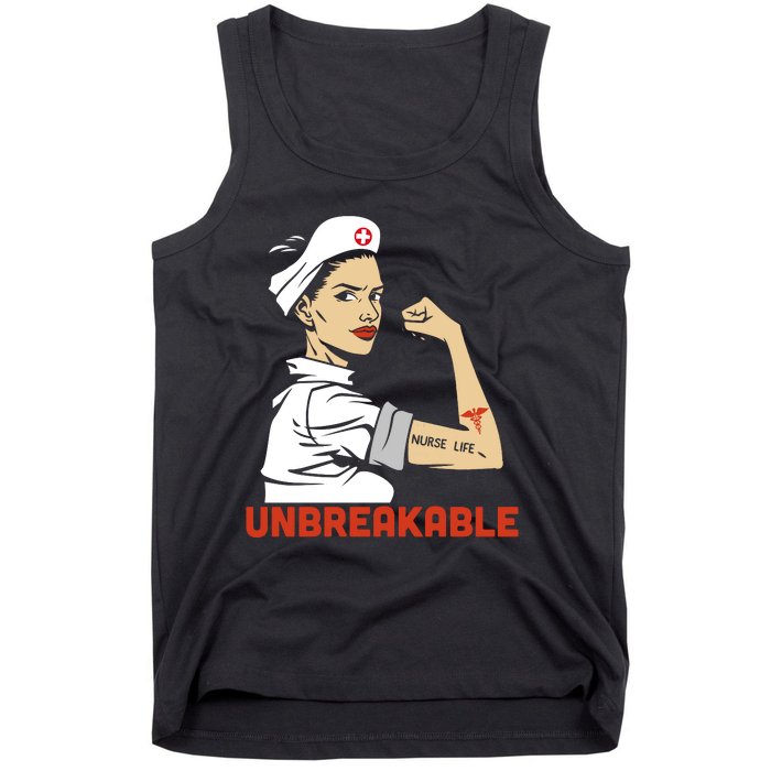 Unbreakable Nurse Life LPN RN Funny Nursing Gift Mothers Day Tank Top