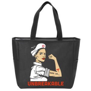 Unbreakable Nurse Life LPN RN Funny Nursing Gift Mothers Day Zip Tote Bag