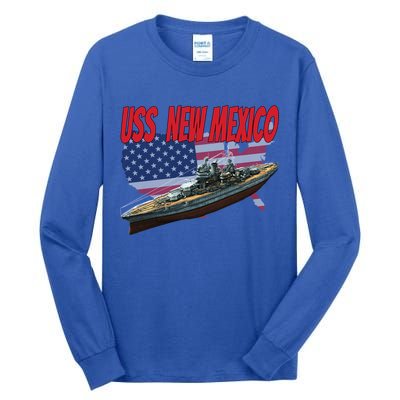 Uss New Mexico Bbgift40 Ww2 War Veteran Battleship Dad Son Boy Gift Tall Long Sleeve T-Shirt