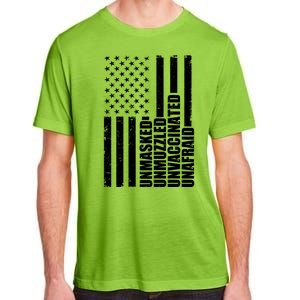 Unmasked Unmuzzled Unvaccinated Unafraid US Flag Adult ChromaSoft Performance T-Shirt