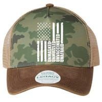 Unmasked Unmuzzled Unvaccinated Unafraid US Flag Legacy Tie Dye Trucker Hat