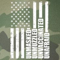 Unmasked Unmuzzled Unvaccinated Unafraid US Flag Legacy Tie Dye Trucker Hat