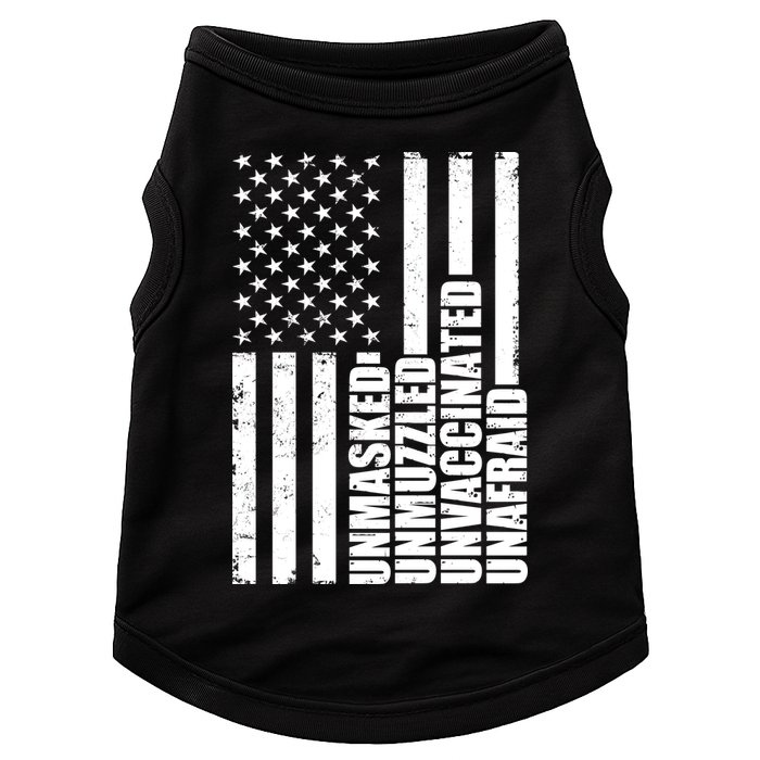 Unmasked Unmuzzled Unvaccinated Unafraid US Flag Doggie Tank