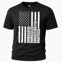 Unmasked Unmuzzled Unvaccinated Unafraid US Flag Performance Shirt