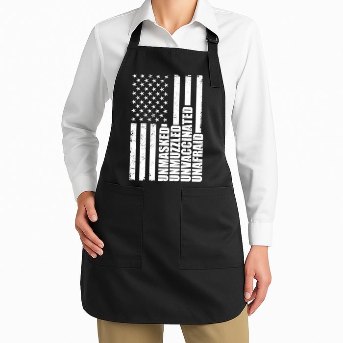 Unmasked Unmuzzled Unvaccinated Unafraid US Flag Apron