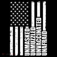 Unmasked Unmuzzled Unvaccinated Unafraid US Flag Sustainable Bucket Hat