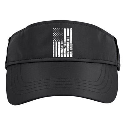 Unmasked Unmuzzled Unvaccinated Unafraid US Flag Adult Drive Performance Visor