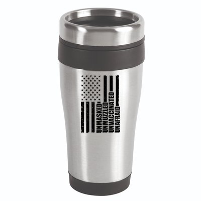 Unmasked Unmuzzled Unvaccinated Unafraid US Flag 16oz Travel Tumbler
