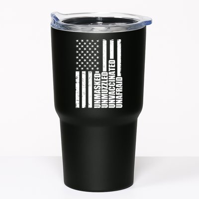 Unmasked Unmuzzled Unvaccinated Unafraid US Flag Tumbler