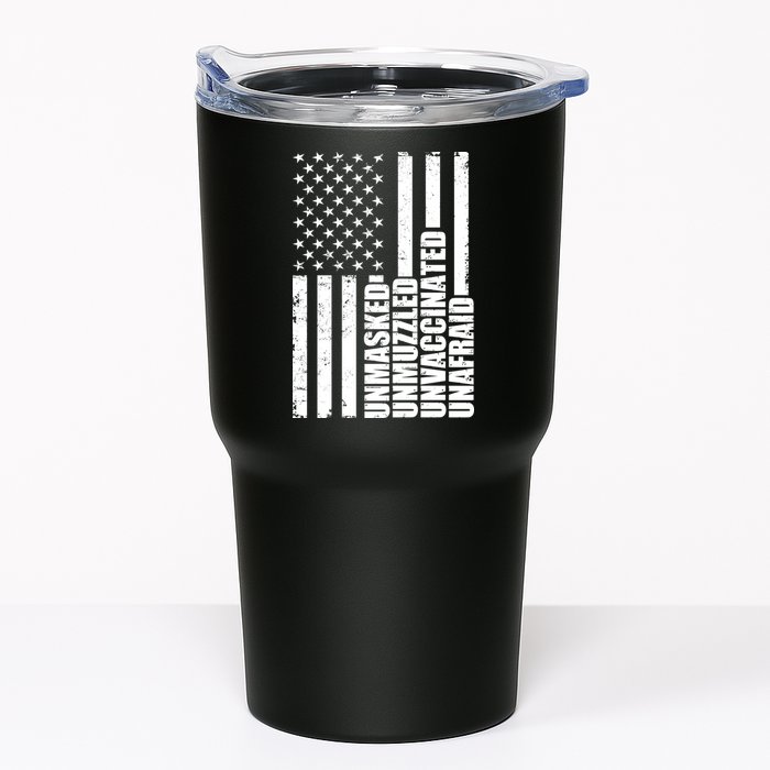 Unmasked Unmuzzled Unvaccinated Unafraid US Flag Tumbler