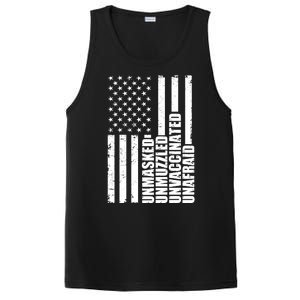 Unmasked Unmuzzled Unvaccinated Unafraid US Flag PosiCharge Competitor Tank