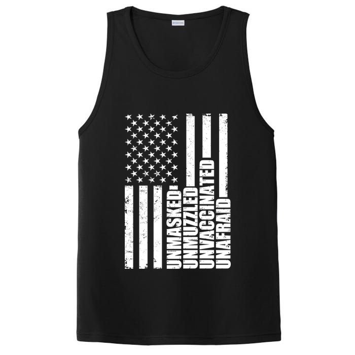 Unmasked Unmuzzled Unvaccinated Unafraid US Flag PosiCharge Competitor Tank