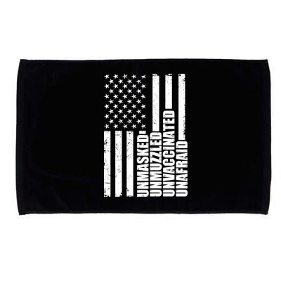 Unmasked Unmuzzled Unvaccinated Unafraid US Flag Microfiber Hand Towel
