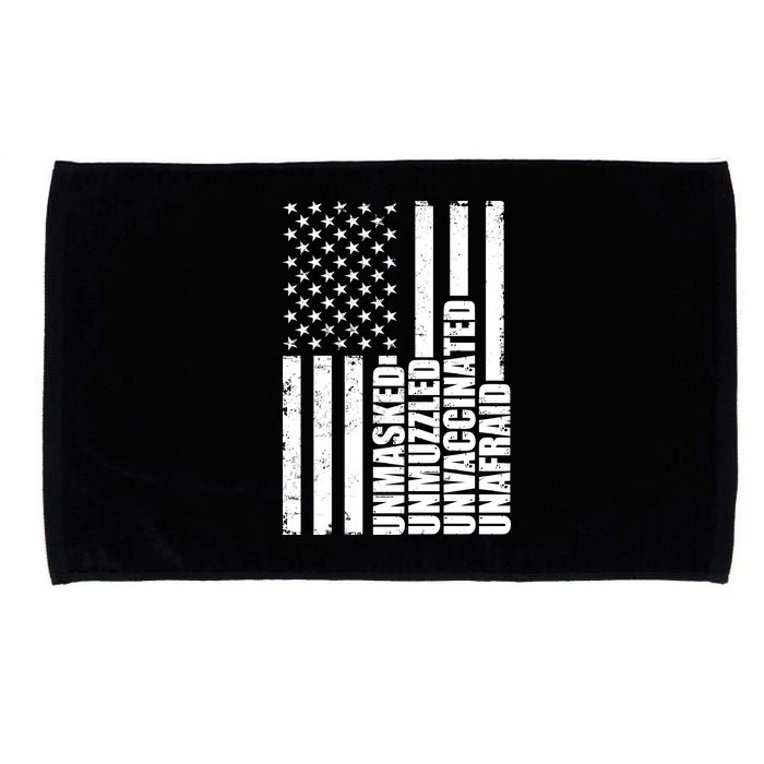 Unmasked Unmuzzled Unvaccinated Unafraid US Flag Microfiber Hand Towel