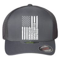 Unmasked Unmuzzled Unvaccinated Unafraid US Flag Flexfit Unipanel Trucker Cap