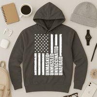 Unmasked Unmuzzled Unvaccinated Unafraid US Flag Hoodie