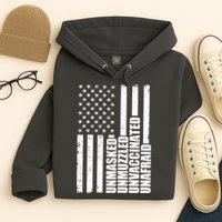 Unmasked Unmuzzled Unvaccinated Unafraid US Flag Hoodie
