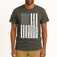 Unmasked Unmuzzled Unvaccinated Unafraid US Flag Tall T-Shirt