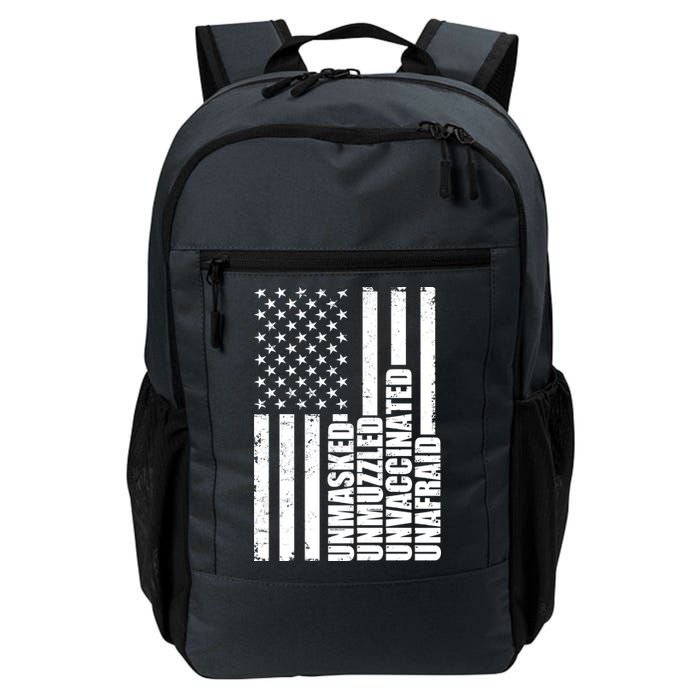 Unmasked Unmuzzled Unvaccinated Unafraid US Flag Daily Commute Backpack
