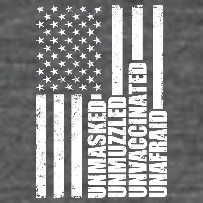 Unmasked Unmuzzled Unvaccinated Unafraid US Flag 7-Panel Snapback Hat